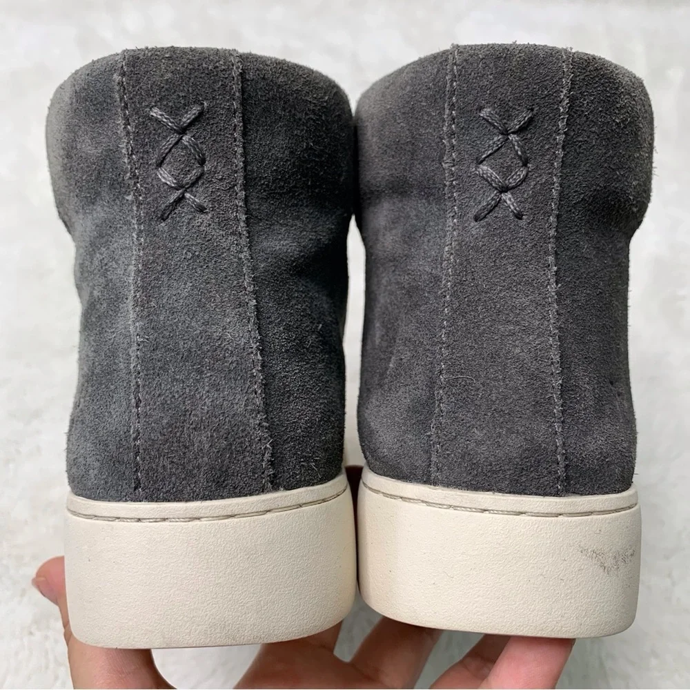 Frye Women's Lena Zip Platform Suede Grey Flat High Top Sneakers Size 7M